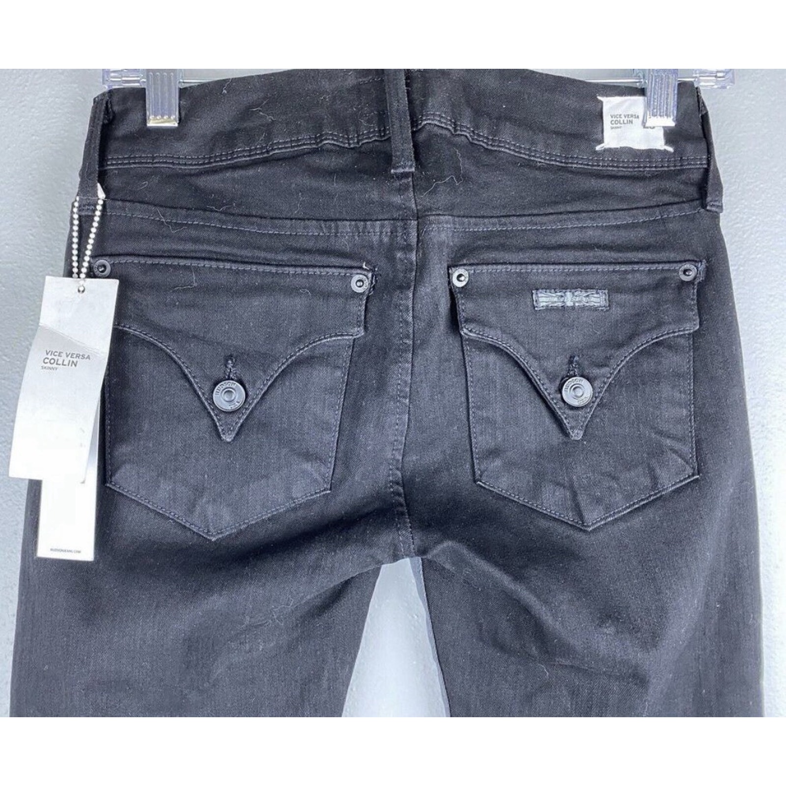 Nwt Hudson Sz 26 Blck Gray Collin Vice Versa Skinny Jeans Btn Flap Back Pckts — image 4 of 8